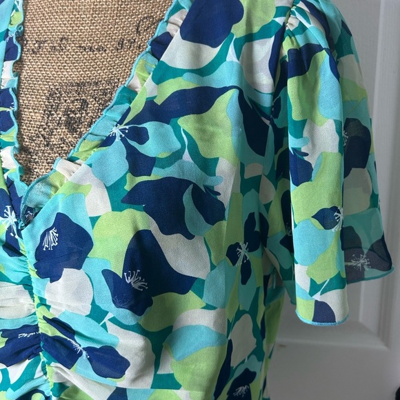 CAbi Green and Blue Ruched Blouse - Picture 2 of 3